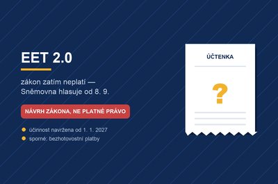 EET 2.0 — evidence tržeb, stav projednávání zákona