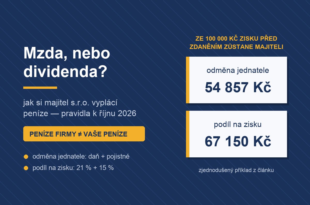 Mzda, nebo dividenda — jak si majitel s.r.o. vyplácí peníze z firmy